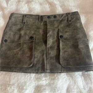 We The Free Distressed Brown Mini Skirt